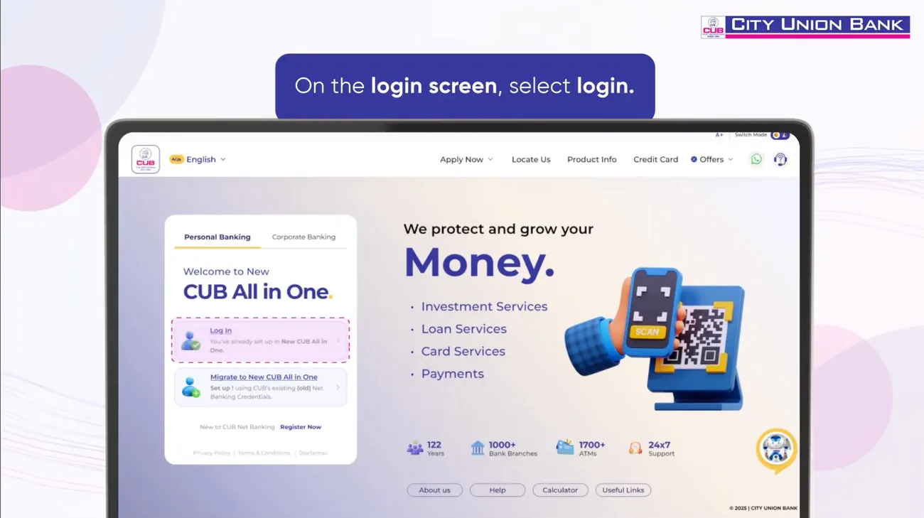 DIY video: on the login screen, select login
