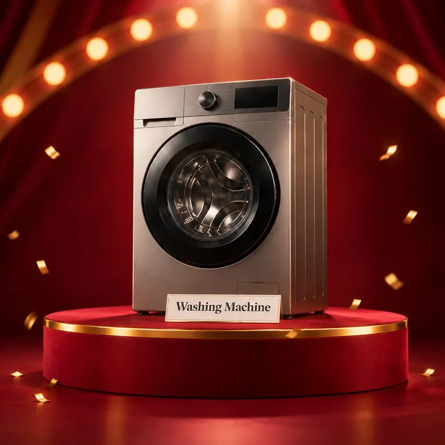 A washing machine on a carnival stage