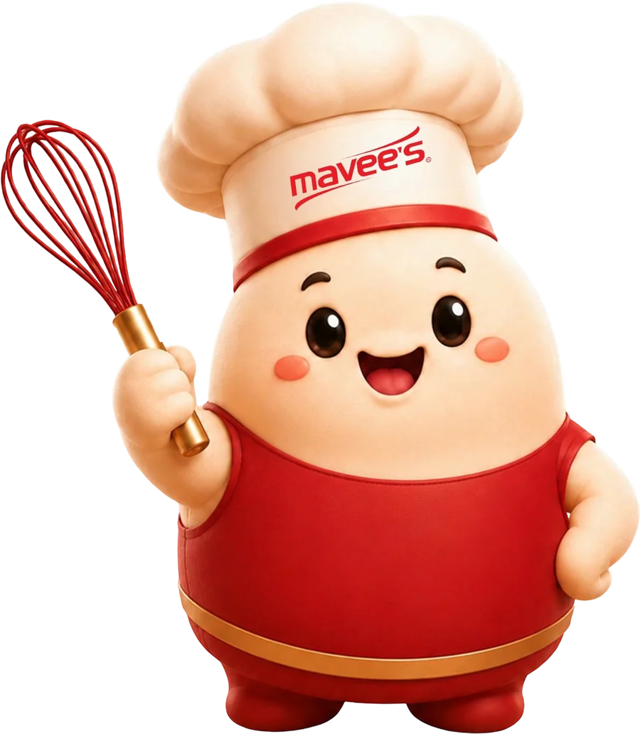 The Mavee’s chef mascot holding a whisk