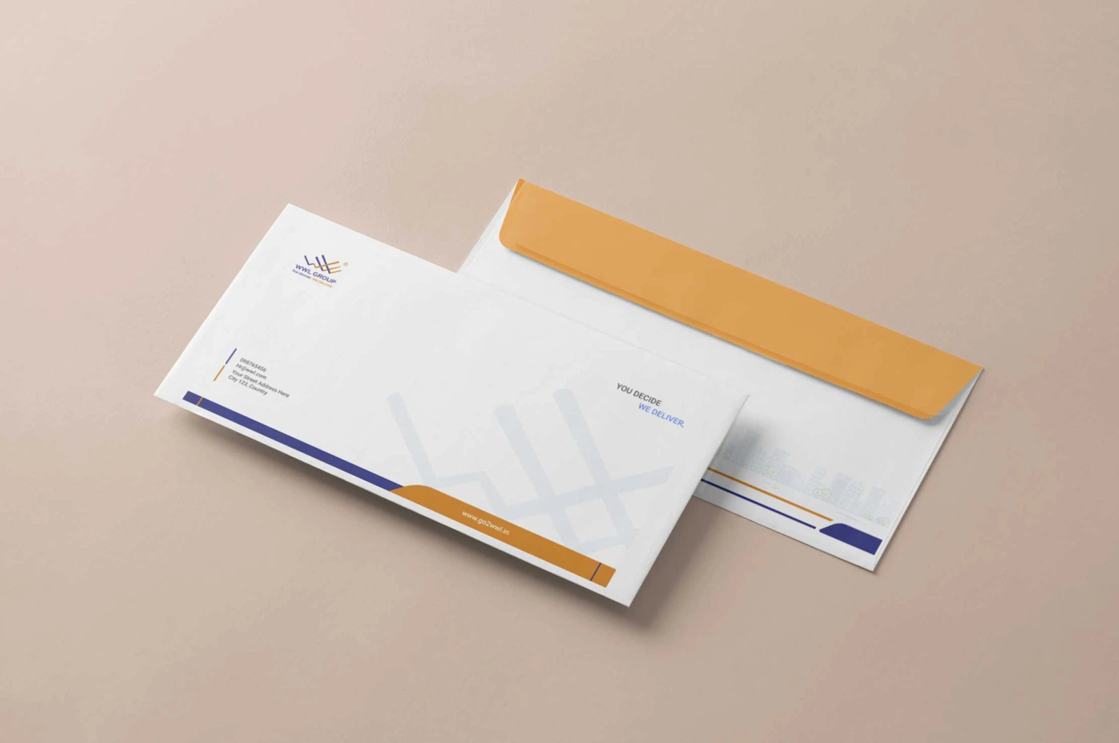 WWL GROUP envelopes design mockup