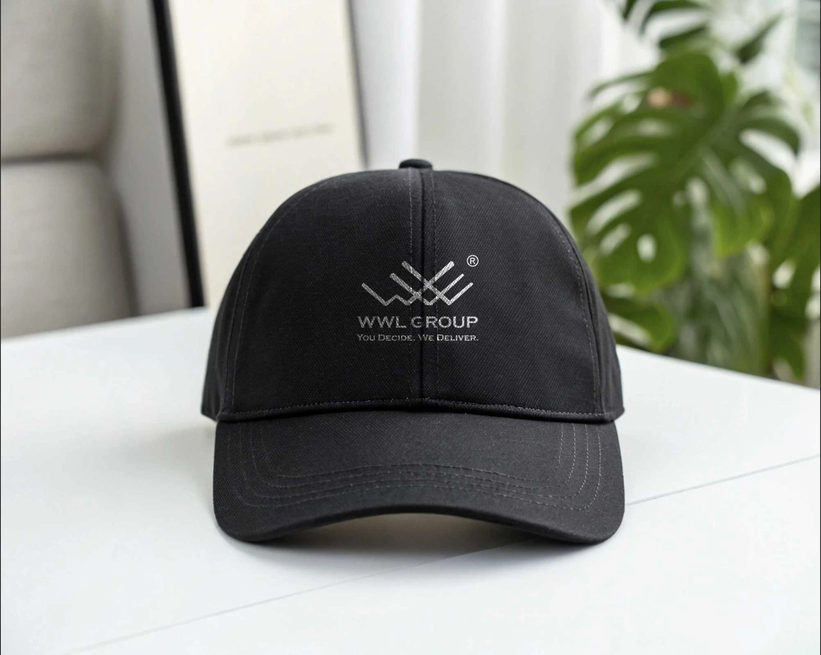 WWL GROUP branded cap design mockup